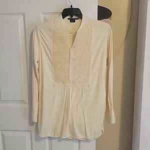 Ralph Lauren SzMed Sport Cream 3/4 Button-Up Long Sleeve Tunic Top